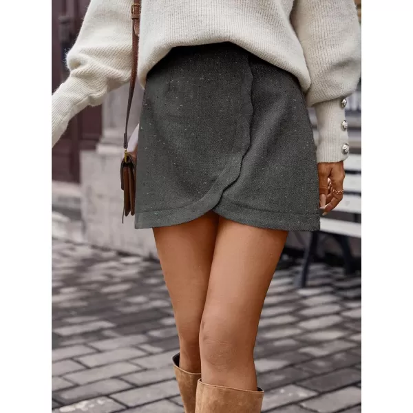 SweatyRocks Women's Asymmetrical Wrap Hem High Waist Skirt Zipper Mini Skirts