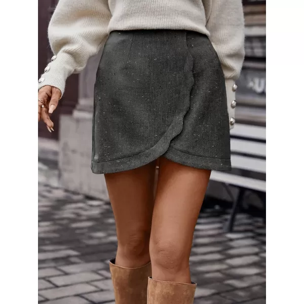 SweatyRocks Women's Asymmetrical Wrap Hem High Waist Skirt Zipper Mini Skirts