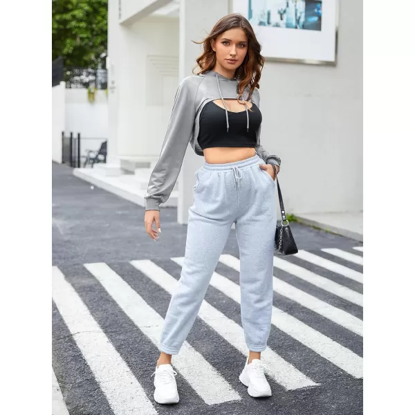 SweatyRocks Women's Basic Long Sleeve Drawstring Hoodie Crop Top Hooded Sweatshirt