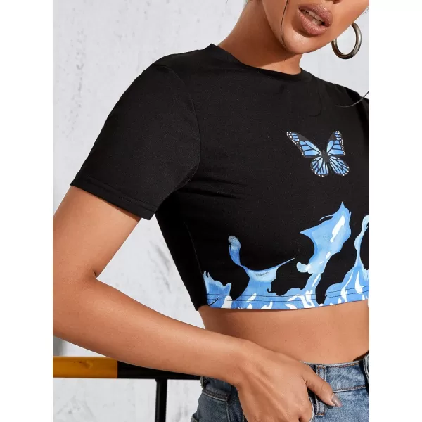 SweatyRocks Women's Basic Short Sleeve Scoop Neck Crop Top Casual Tee Tops