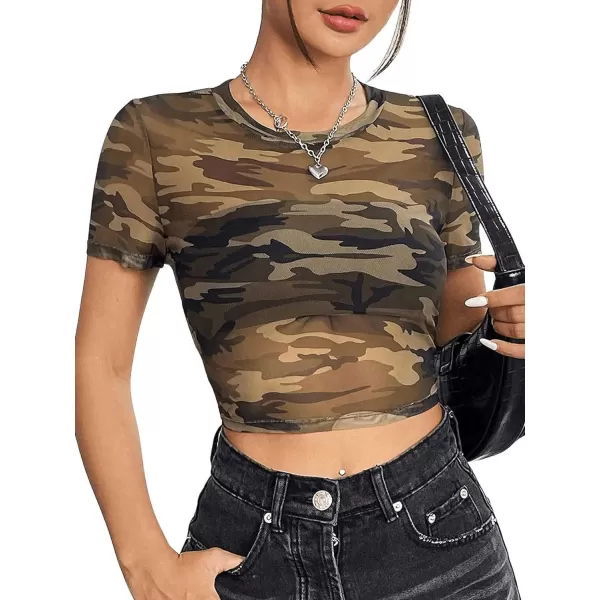 SweatyRocks Women's Basic Short Sleeve Scoop Neck Crop Top Casual Tee Tops