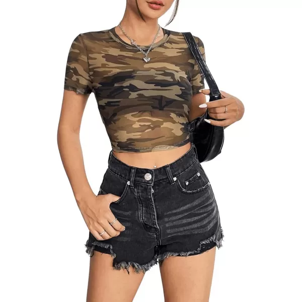 SweatyRocks Women's Basic Short Sleeve Scoop Neck Crop Top Casual Tee Tops