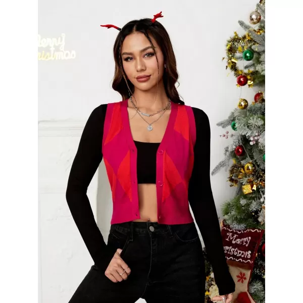 SweatyRocks Women's Basic Sleeveless V Neck Button Front Sweater Vest Knitted Cardigan