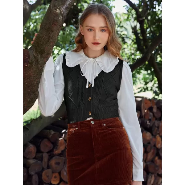 SweatyRocks Women's Basic Sleeveless V Neck Button Front Sweater Vest Knitted Cardigan