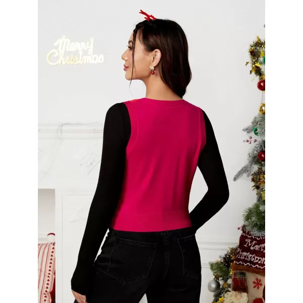 SweatyRocks Women's Basic Sleeveless V Neck Button Front Sweater Vest Knitted Cardigan