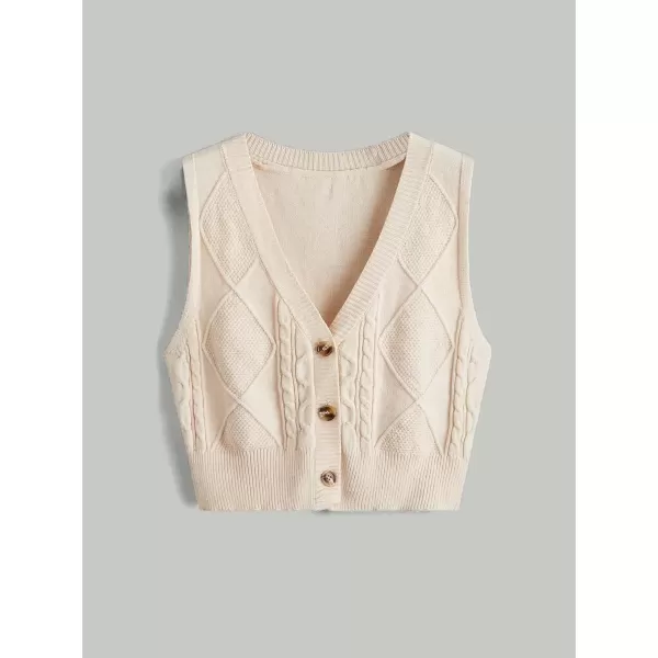SweatyRocks Women's Basic Sleeveless V Neck Button Front Sweater Vest Knitted Cardigan