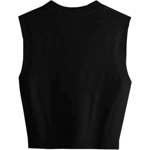 SweatyRocks Women's Basic Sleeveless V Neck Button Front Sweater Vest Knitted Cardigan