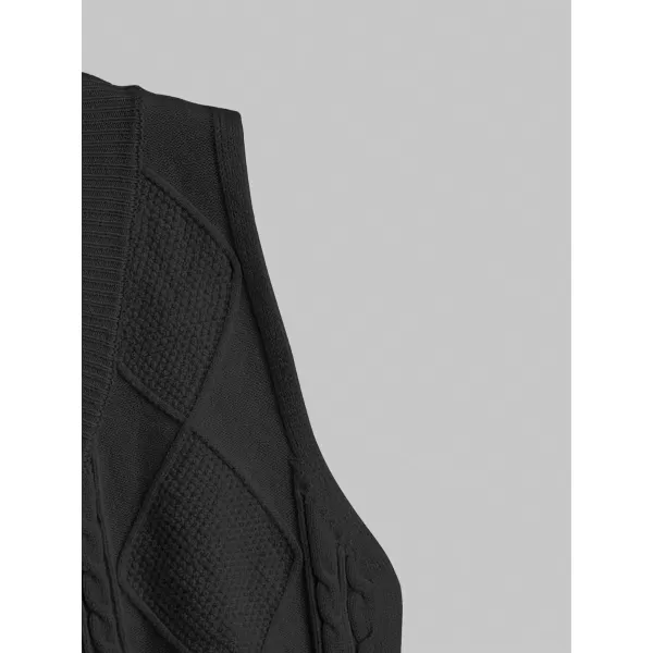 SweatyRocks Women's Basic Sleeveless V Neck Button Front Sweater Vest Knitted Cardigan