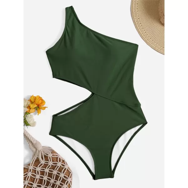 SweatyRocks Women's Bathing Suits One Shoulder Cutout One Piece Swimsuit Swimwear Monokini