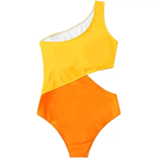 SweatyRocks Women's Bathing Suits One Shoulder Cutout One Piece Swimsuit Swimwear Monokini