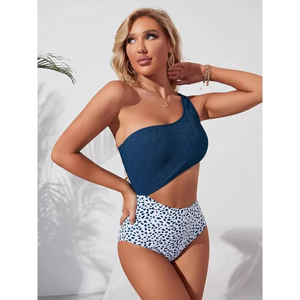 SweatyRocks Women's Bathing Suits One Shoulder Cutout One Piece Swimsuit Swimwear Monokini