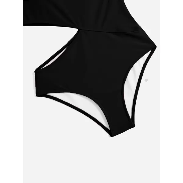 SweatyRocks Women's Bathing Suits One Shoulder Cutout One Piece Swimsuit Swimwear Monokini