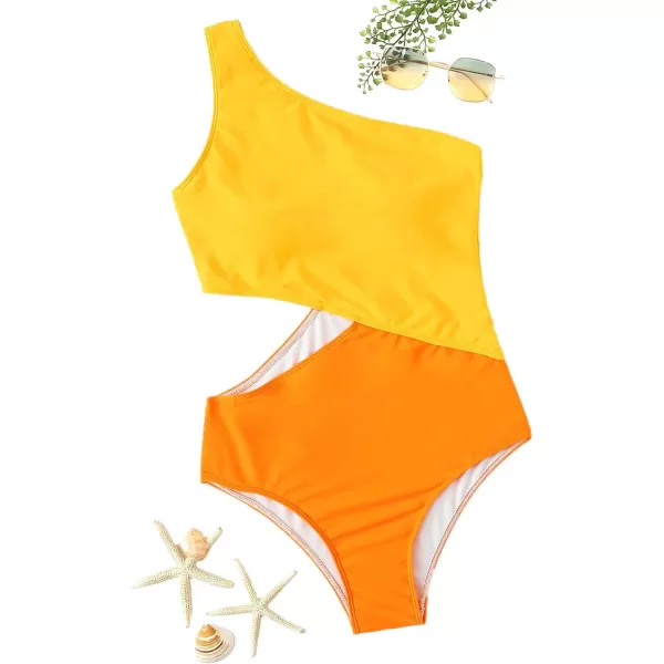 SweatyRocks Women's Bathing Suits One Shoulder Cutout One Piece Swimsuit Swimwear Monokini