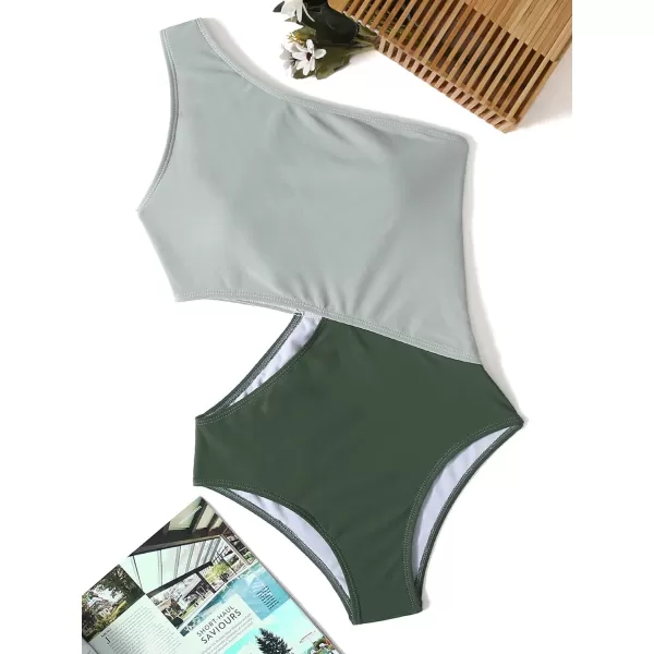 SweatyRocks Women's Bathing Suits One Shoulder Cutout One Piece Swimsuit Swimwear Monokini