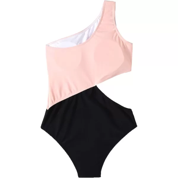 SweatyRocks Women's Bathing Suits One Shoulder Cutout One Piece Swimsuit Swimwear Monokini