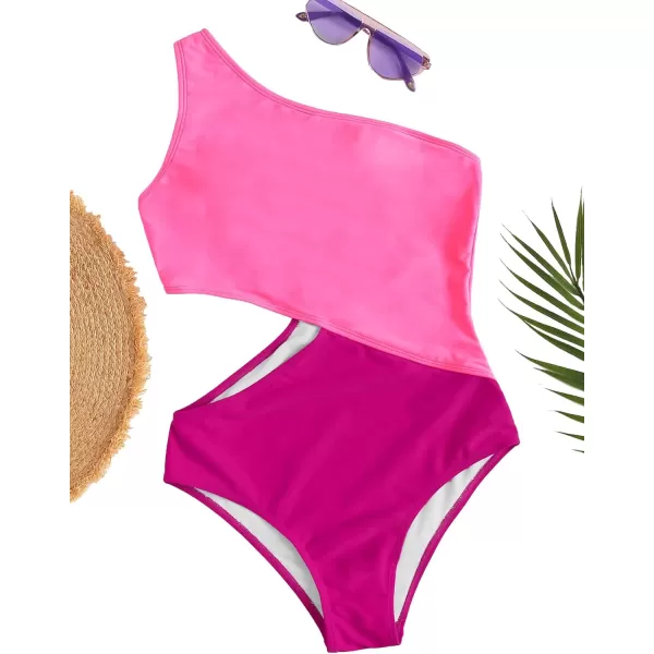 SweatyRocks Women's Bathing Suits One Shoulder Cutout One Piece Swimsuit Swimwear Monokini