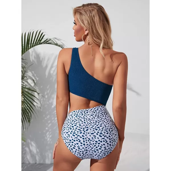 SweatyRocks Women's Bathing Suits One Shoulder Cutout One Piece Swimsuit Swimwear Monokini