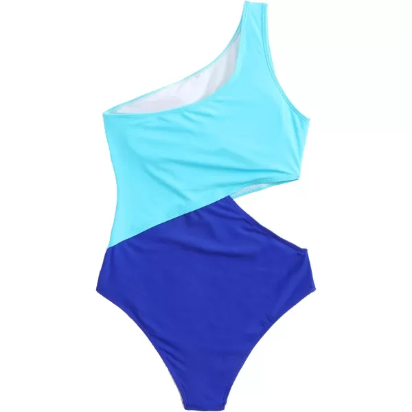 SweatyRocks Women's Bathing Suits One Shoulder Cutout One Piece Swimsuit Swimwear Monokini