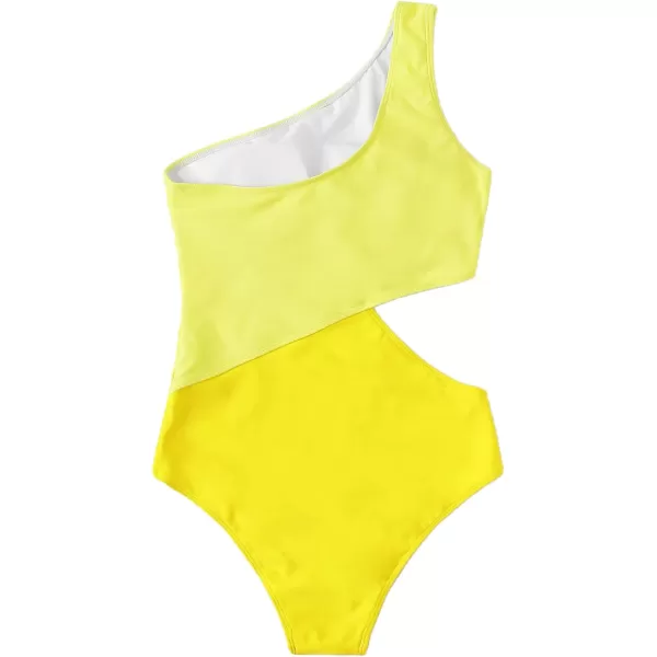 SweatyRocks Women's Bathing Suits One Shoulder Cutout One Piece Swimsuit Swimwear Monokini