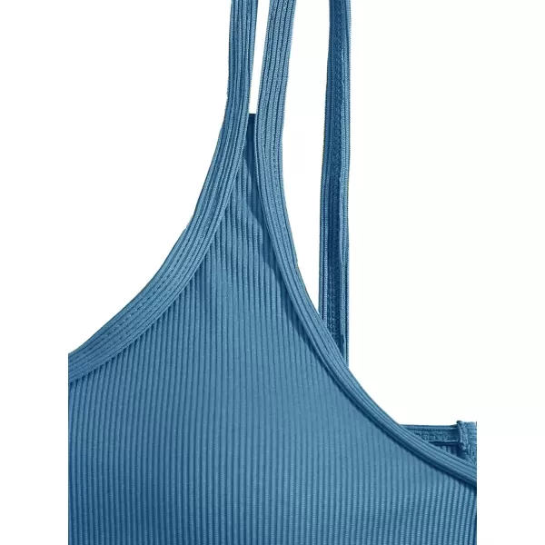 SweatyRocks Women's Bathing Suits Spaghetti Strap Criss Cross Back Bikini Ribbed Swimsuit