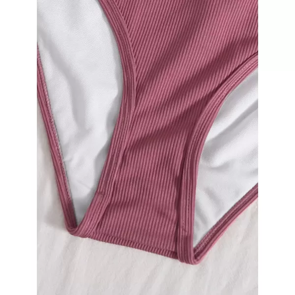 SweatyRocks Women's Bathing Suits Spaghetti Strap Criss Cross Back Bikini Ribbed Swimsuit