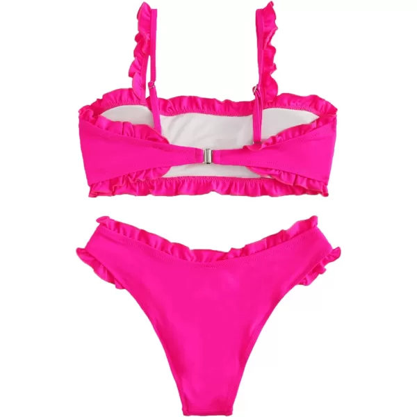 SweatyRocks Women's Bathing Suits Spaghetti Strap Ruffle Wrap Bikini Set Two Piece Swimsuits