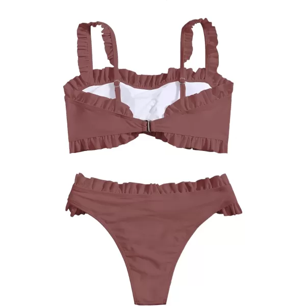 SweatyRocks Women's Bathing Suits Spaghetti Strap Ruffle Wrap Bikini Set Two Piece Swimsuits