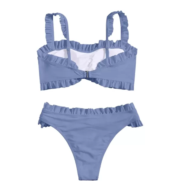 SweatyRocks Women's Bathing Suits Spaghetti Strap Ruffle Wrap Bikini Set Two Piece Swimsuits