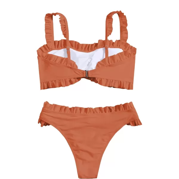 SweatyRocks Women's Bathing Suits Spaghetti Strap Ruffle Wrap Bikini Set Two Piece Swimsuits