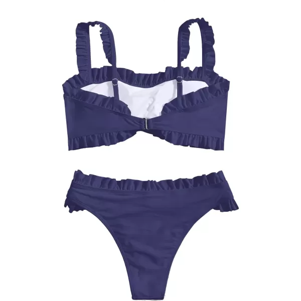 SweatyRocks Women's Bathing Suits Spaghetti Strap Ruffle Wrap Bikini Set Two Piece Swimsuits