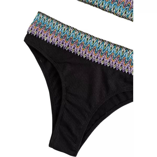SweatyRocks Women's Bathing Suits Striped Bandeau Bikini high Waisted Swimsuits Swimwear Set