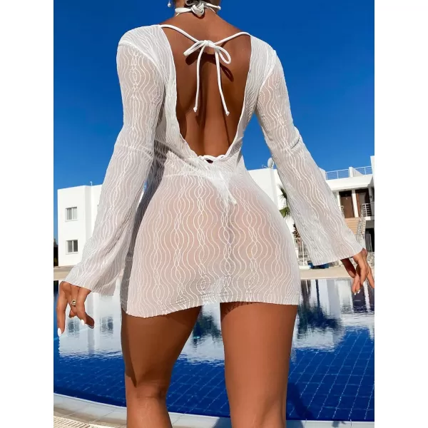 SweatyRocks Women's Beach Swimsuit Hollow Out Cover Up Bathing Suit Cover For Swimwear