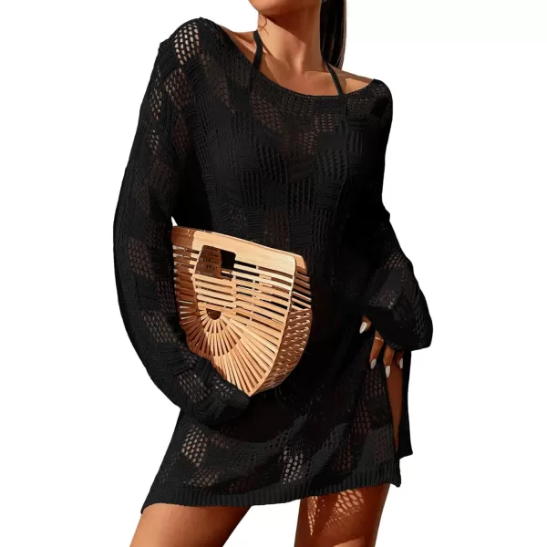 SweatyRocks Women's Beach Swimsuit Hollow Out Cover Up Bathing Suit Cover For Swimwear