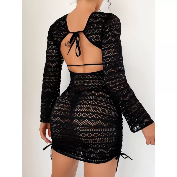 SweatyRocks Women's Beach Swimsuit Hollow Out Cover Up Bathing Suit Cover For Swimwear