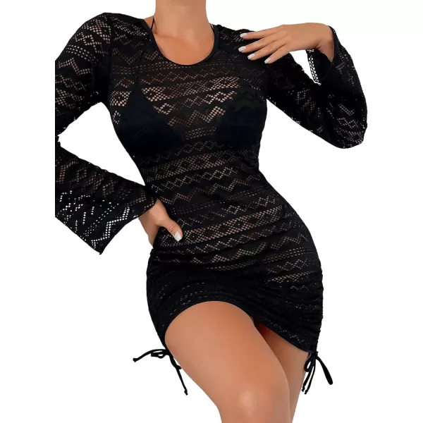SweatyRocks Women's Beach Swimsuit Hollow Out Cover Up Bathing Suit Cover For Swimwear