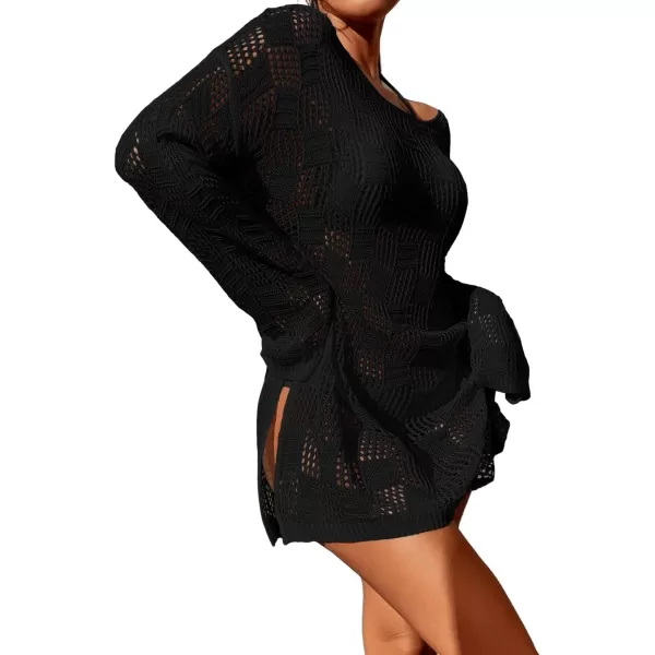 SweatyRocks Women's Beach Swimsuit Hollow Out Cover Up Bathing Suit Cover For Swimwear