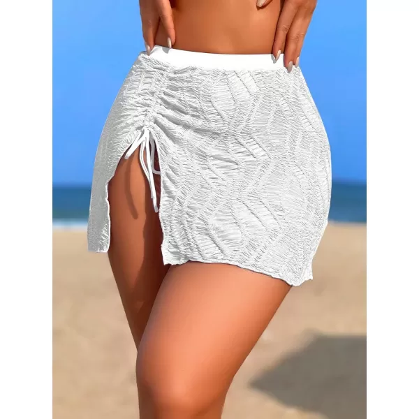 SweatyRocks Women's Beachwear Drawstring Tie Side Beach Skirt Split Knitted Swimsuit Cover Up Skirt