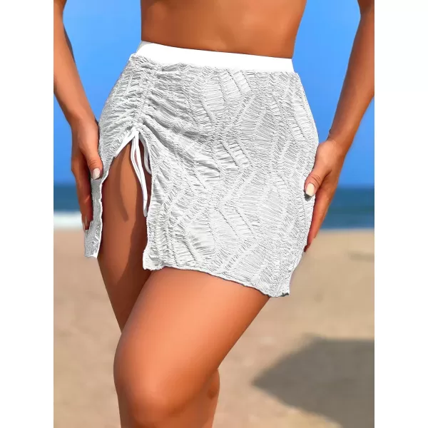 SweatyRocks Women's Beachwear Drawstring Tie Side Beach Skirt Split Knitted Swimsuit Cover Up Skirt