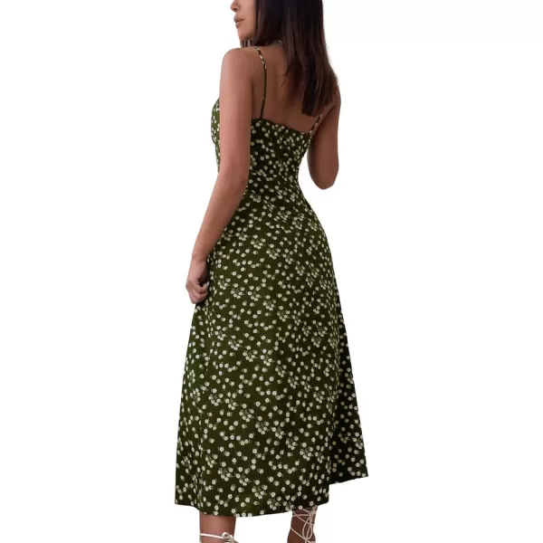 SweatyRocks Women's Boho Sleeveless Floral Dress Tie Front Flared Cami Maxi Dresses