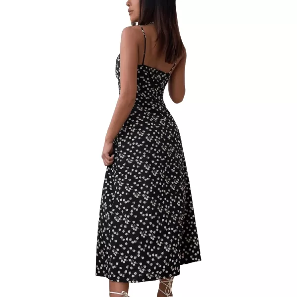 SweatyRocks Women's Boho Sleeveless Floral Dress Tie Front Flared Cami Maxi Dresses