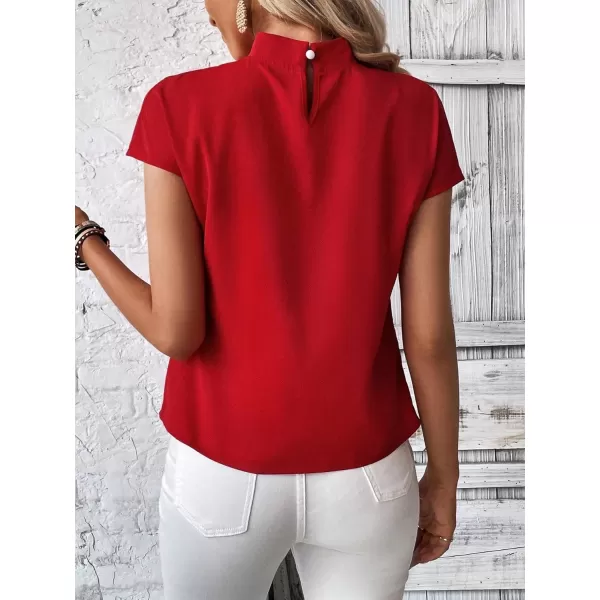 SweatyRocks Women's Cap Sleeve Cut Out Blouses Casual Solid Plain Twist Front Shirt Tops