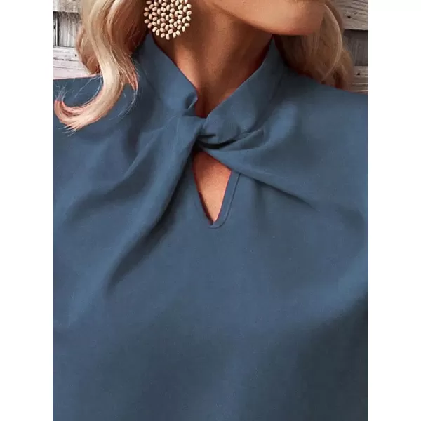 SweatyRocks Women's Cap Sleeve Cut Out Blouses Casual Solid Plain Twist Front Shirt Tops