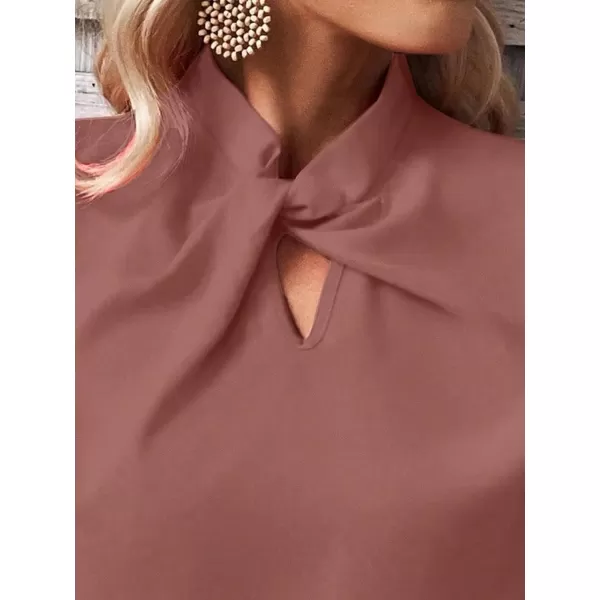 SweatyRocks Women's Cap Sleeve Cut Out Blouses Casual Solid Plain Twist Front Shirt Tops
