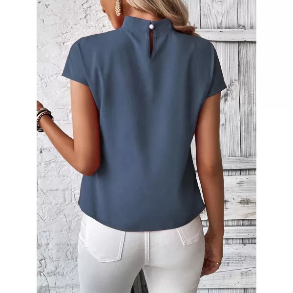 SweatyRocks Women's Cap Sleeve Cut Out Blouses Casual Solid Plain Twist Front Shirt Tops