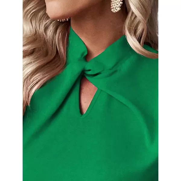 SweatyRocks Women's Cap Sleeve Cut Out Blouses Casual Solid Plain Twist Front Shirt Tops