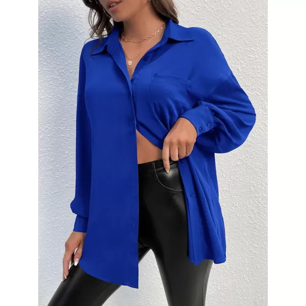 SweatyRocks Women's Casual Chiffon Sheer Blouse Bishop Sleeve Collar Button Down Loose Shirts Tops