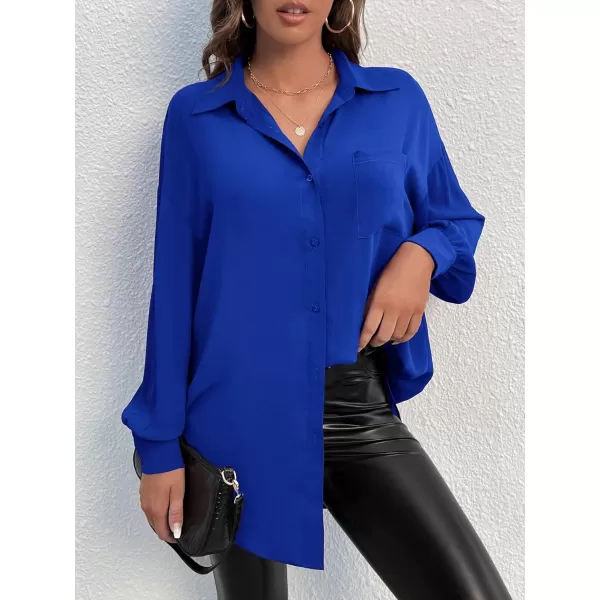 SweatyRocks Women's Casual Chiffon Sheer Blouse Bishop Sleeve Collar Button Down Loose Shirts Tops