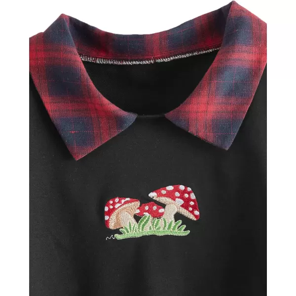 SweatyRocks Women's Casual Color Block Crop Tee Top Collar Long Sleeve Tee Shirt
