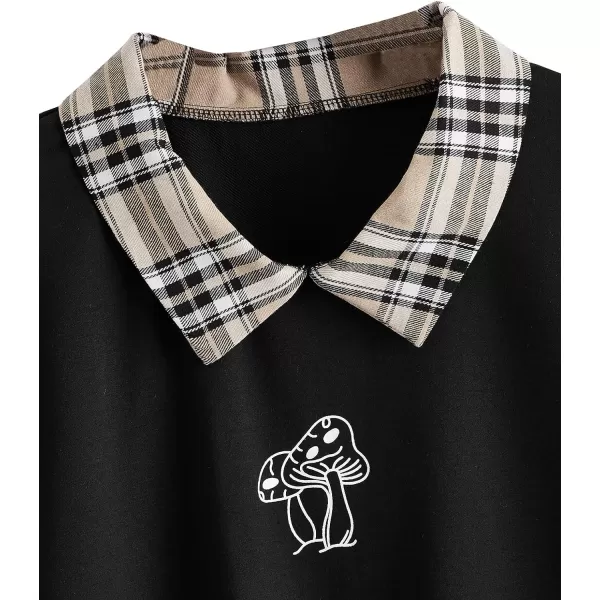 SweatyRocks Women's Casual Color Block Crop Tee Top Collar Long Sleeve Tee Shirt