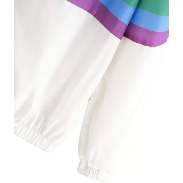 SweatyRocks Women's Casual Color Block Drawstring Hooded Windbreaker Jacket